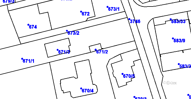 Parcela st. 671/2 v KÚ Troja, Katastrální mapa