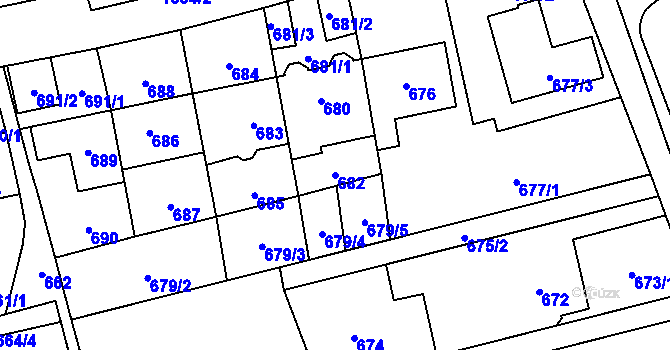 Parcela st. 682 v KÚ Troja, Katastrální mapa