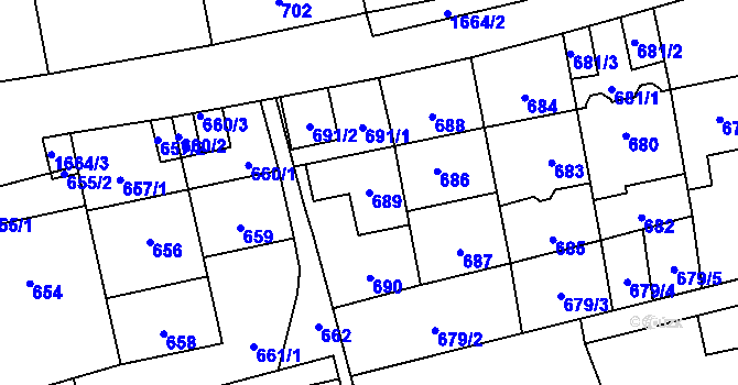 Parcela st. 689 v KÚ Troja, Katastrální mapa