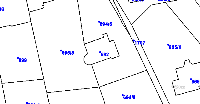 Parcela st. 692 v KÚ Troja, Katastrální mapa