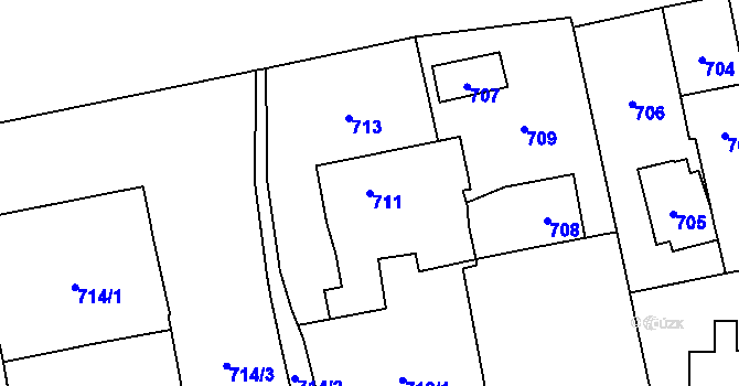 Parcela st. 711 v KÚ Troja, Katastrální mapa