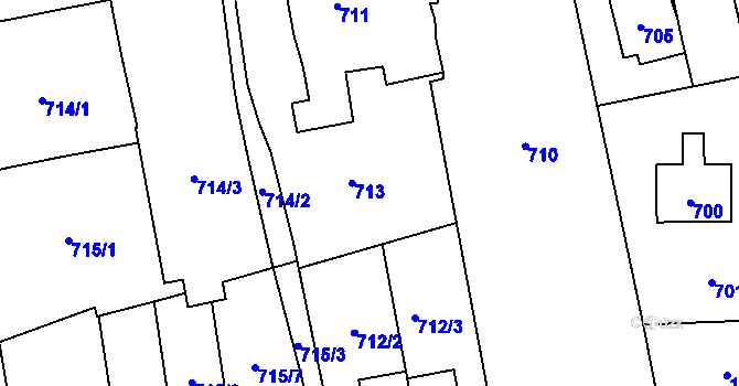 Parcela st. 712/1 v KÚ Troja, Katastrální mapa
