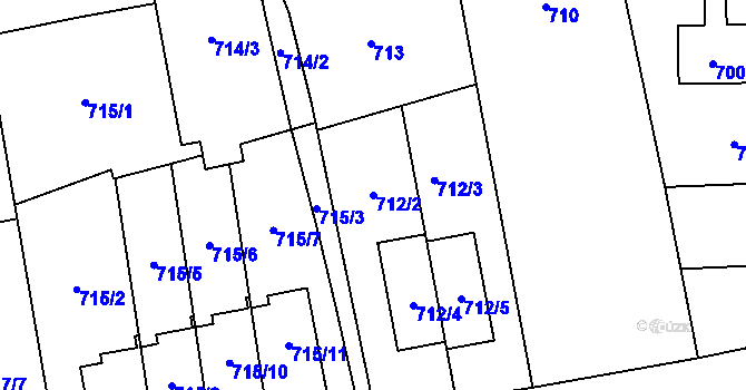 Parcela st. 712/2 v KÚ Troja, Katastrální mapa