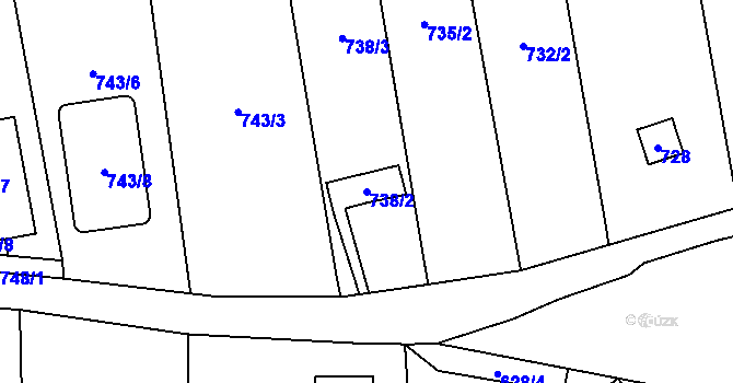 Parcela st. 738/2 v KÚ Troja, Katastrální mapa