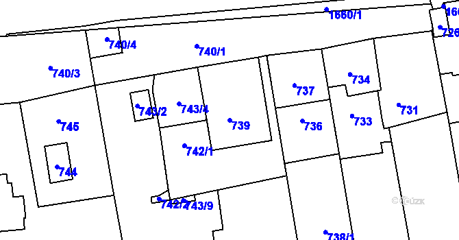 Parcela st. 739 v KÚ Troja, Katastrální mapa