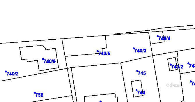 Parcela st. 740/5 v KÚ Troja, Katastrální mapa