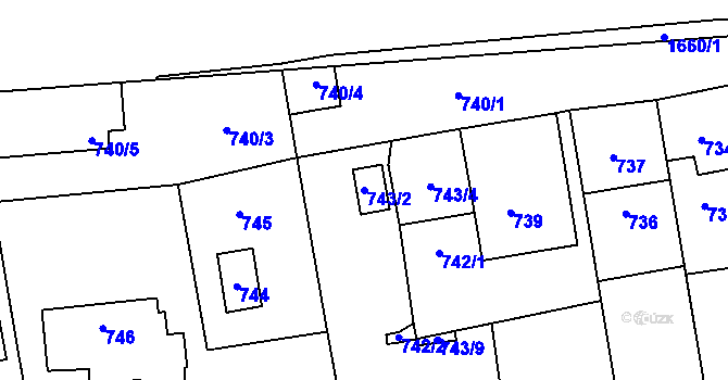 Parcela st. 743/2 v KÚ Troja, Katastrální mapa