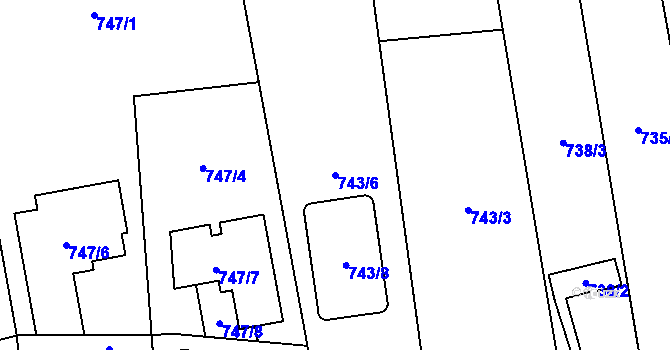 Parcela st. 743/6 v KÚ Troja, Katastrální mapa