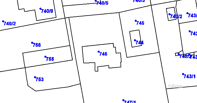 Parcela st. 746 v KÚ Troja, Katastrální mapa