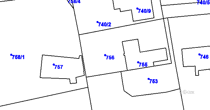 Parcela st. 756 v KÚ Troja, Katastrální mapa