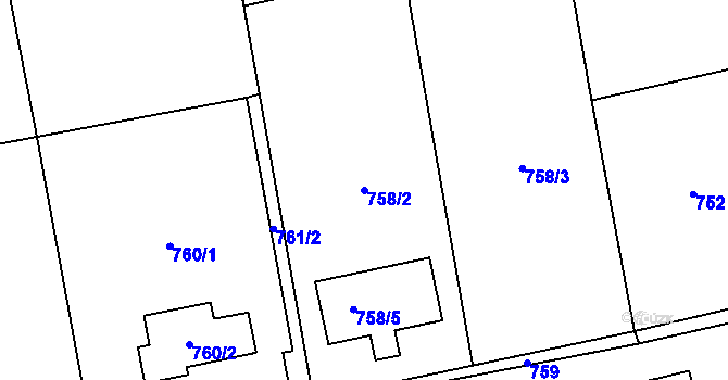 Parcela st. 758/2 v KÚ Troja, Katastrální mapa