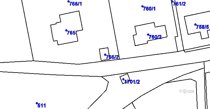 Parcela st. 766/2 v KÚ Troja, Katastrální mapa