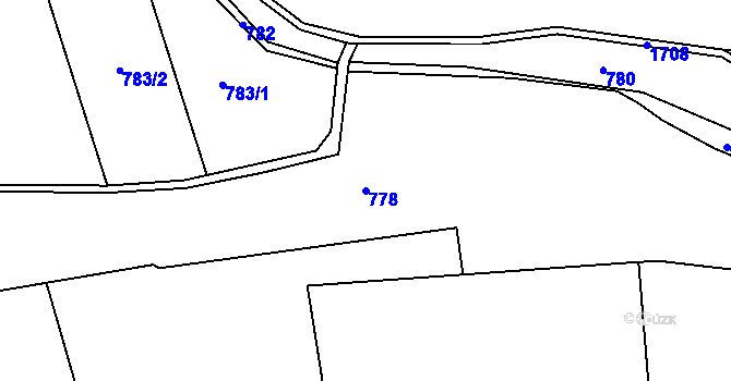 Parcela st. 778 v KÚ Troja, Katastrální mapa