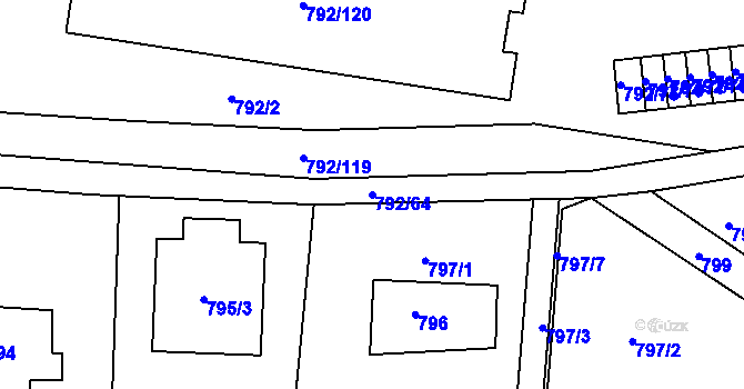 Parcela st. 792/64 v KÚ Troja, Katastrální mapa