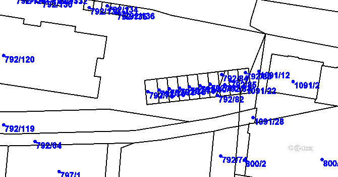 Parcela st. 792/77 v KÚ Troja, Katastrální mapa