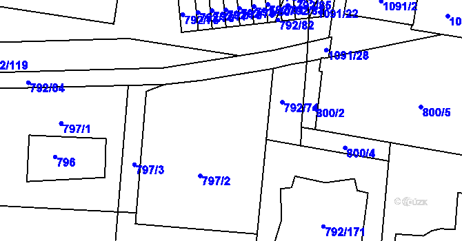 Parcela st. 799 v KÚ Troja, Katastrální mapa