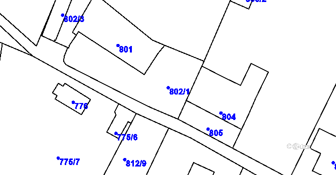 Parcela st. 802/1 v KÚ Troja, Katastrální mapa