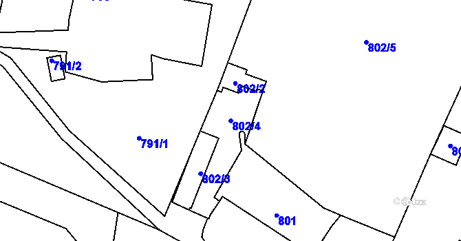 Parcela st. 802/4 v KÚ Troja, Katastrální mapa