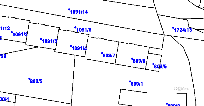 Parcela st. 809/7 v KÚ Troja, Katastrální mapa