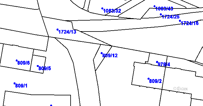 Parcela st. 809/12 v KÚ Troja, Katastrální mapa