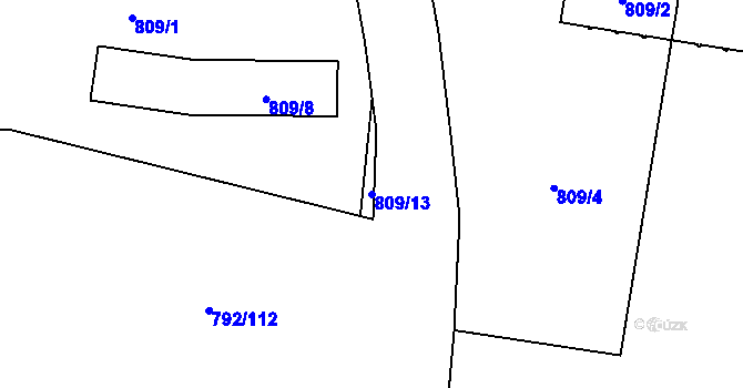 Parcela st. 809/13 v KÚ Troja, Katastrální mapa