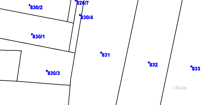 Parcela st. 831 v KÚ Troja, Katastrální mapa
