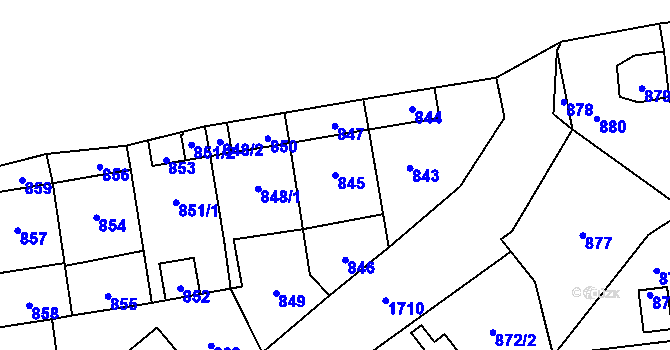 Parcela st. 845 v KÚ Troja, Katastrální mapa