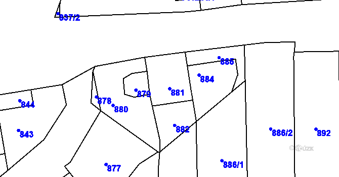 Parcela st. 881 v KÚ Troja, Katastrální mapa