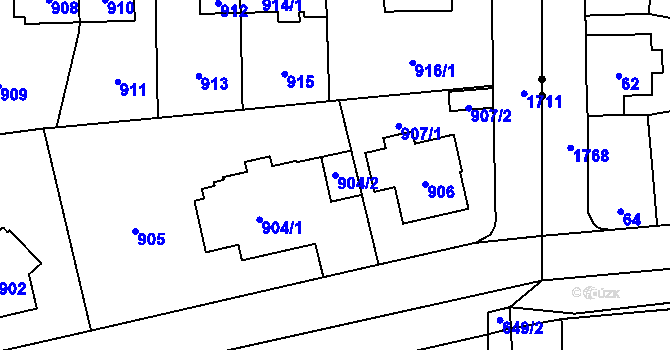 Parcela st. 904/2 v KÚ Troja, Katastrální mapa