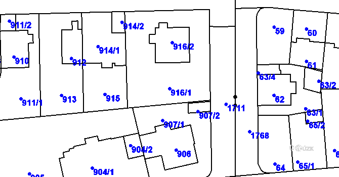 Parcela st. 916/1 v KÚ Troja, Katastrální mapa