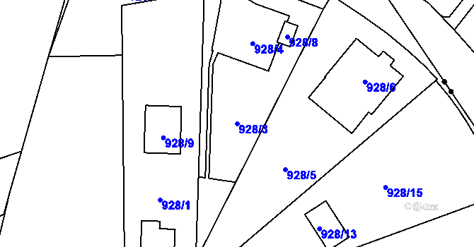 Parcela st. 928/3 v KÚ Troja, Katastrální mapa