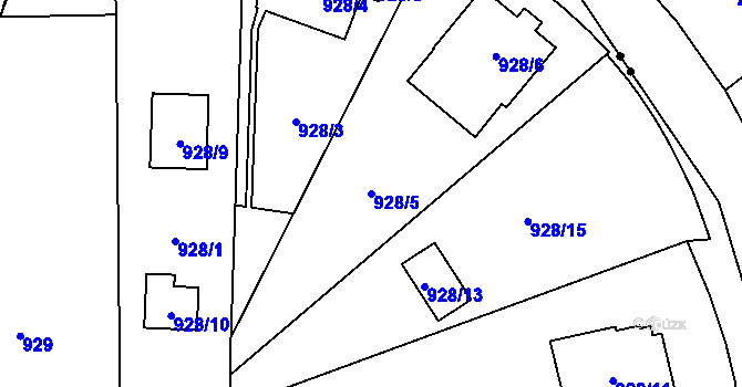 Parcela st. 928/5 v KÚ Troja, Katastrální mapa