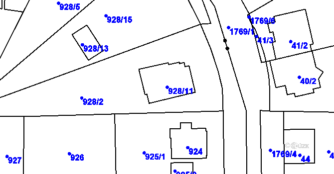 Parcela st. 928/11 v KÚ Troja, Katastrální mapa