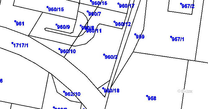 Parcela st. 960/2 v KÚ Troja, Katastrální mapa