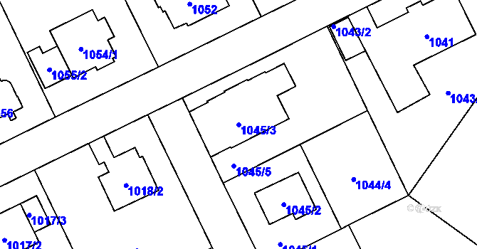 Parcela st. 1045/3 v KÚ Troja, Katastrální mapa
