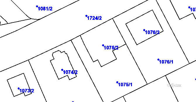Parcela st. 1075/2 v KÚ Troja, Katastrální mapa