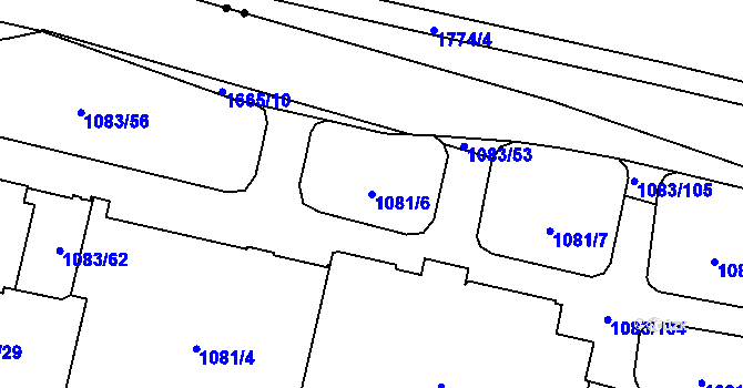 Parcela st. 1081/6 v KÚ Troja, Katastrální mapa