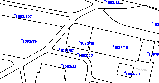 Parcela st. 1083/18 v KÚ Troja, Katastrální mapa