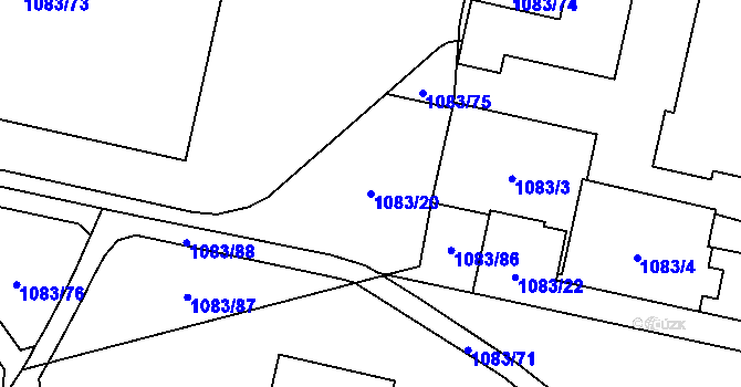Parcela st. 1083/20 v KÚ Troja, Katastrální mapa