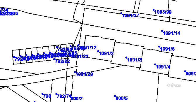 Parcela st. 1091/2 v KÚ Troja, Katastrální mapa