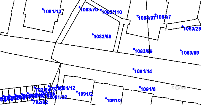 Parcela st. 1091/27 v KÚ Troja, Katastrální mapa