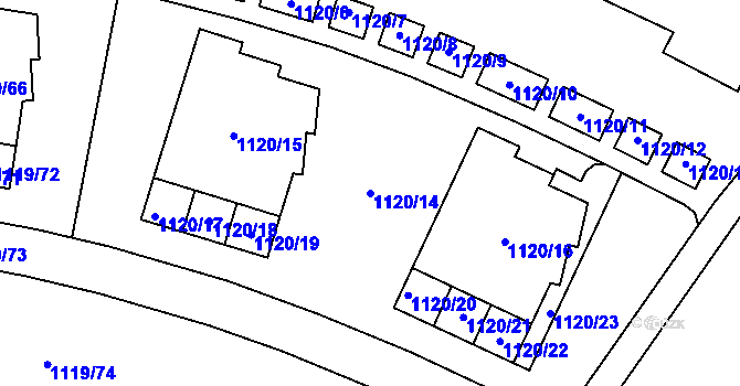 Parcela st. 1120/14 v KÚ Troja, Katastrální mapa