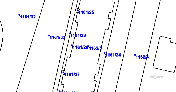 Parcela st. 1162/5 v KÚ Troja, Katastrální mapa