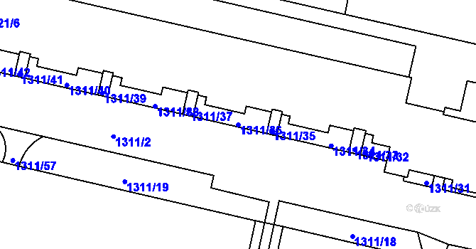 Parcela st. 1311/36 v KÚ Troja, Katastrální mapa