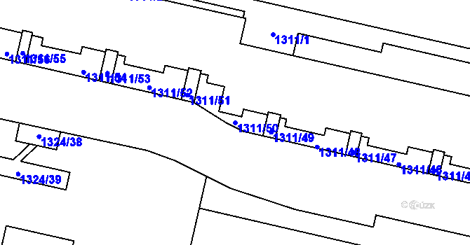 Parcela st. 1311/50 v KÚ Troja, Katastrální mapa