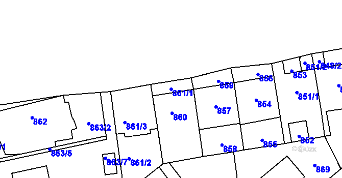 Parcela st. 861/1 v KÚ Troja, Katastrální mapa