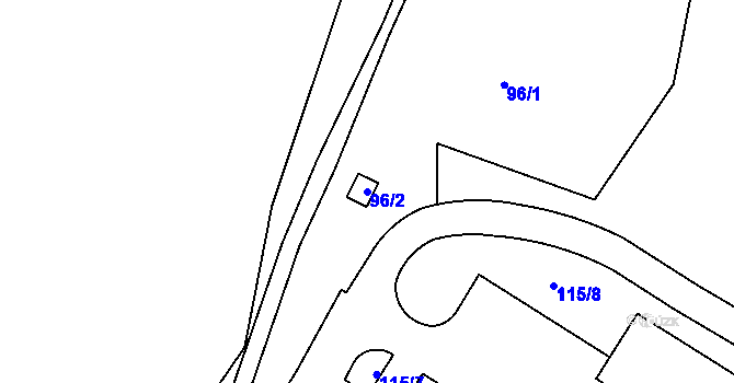Parcela st. 96/2 v KÚ Troja, Katastrální mapa