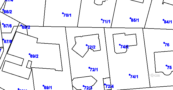 Parcela st. 72/2 v KÚ Troja, Katastrální mapa
