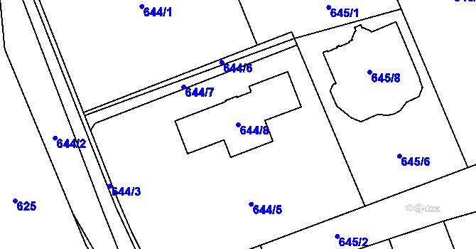Parcela st. 644/8 v KÚ Troja, Katastrální mapa