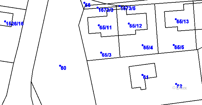 Parcela st. 65/3 v KÚ Troja, Katastrální mapa